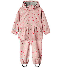 Name It Rainwear w. Suspenders - PU - NmfDry10 - Pale Mauve/Stra