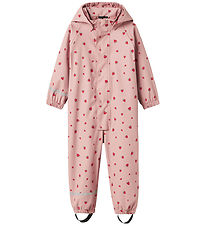 Name It Rainsuit w. Fleece - PU - NmfDry10 - Pale Mauve/Strawbe