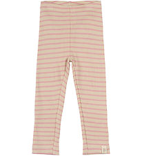Petit Piao Leggings - Rib - Modal - Bright Rose/Dark Off White