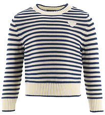 Emporio Armani Blouse - Gebreid - Wit/Blauw Gestreept