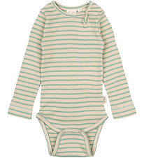 Petit Piao Bodysuit l/s - Rib - Modal - Granite Green/Dark Off W