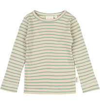 Petit Piao Blouse - Rib - Modal - Granite Green/Dark Off White