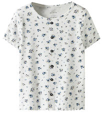 Name It Stuttermabolur - Rib - NkfVemia - Bright White/Blóm