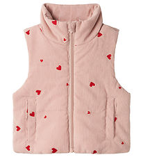 Name It Puffer Vest - Corduroy - NmfMimosa - Pale Mauve w. Heart