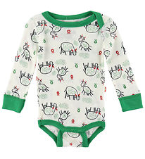 Katvig Bodysuit l/s - Wool - White w. Cows