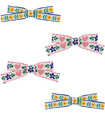 Konges Sløjd Hárspennur - 4 Pakki - Mini Bow - White/Rose