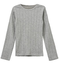 Sofie Schnoor Bluse - PetriciaSY Pointelle - Grau Meliert m. Loc
