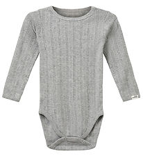 Sofie Schnoor Bodysuit l/s - DicteSB - Grey Melange w. Pointelle