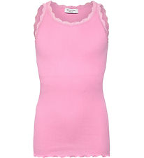 Rosemund Top - Lang - Rib - Balta - Prism Pink w. Lace