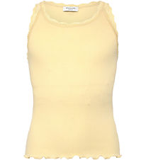 Rosemunde Top - Rib - Balta - Pastel Yellow w. Lace