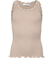 Rosemunde Top - Rib - Balta - Silver Lining w. Lace