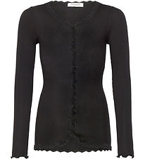 Rosemunde Cardigan - Rib - Balta - Black w. Lace