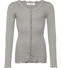 Rosemunde Cardigan - Rib - Balta - Grey Melange w. Lace