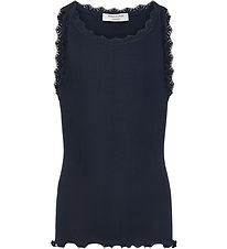 Rosemunde Top - Rib - Balta - Navy w. Lace