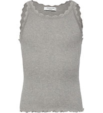 Rosemunde Top - Rib - Balta - Grey Melange w. Lace