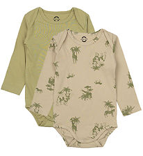 Mikk-Line Bodysuit l/s - 2-Pack - Gray Green