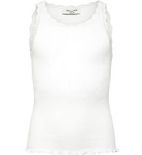 Rosemunde Top - Rib - Balta - New White w. Lace