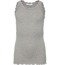 Rosemunde Top - Long - Rib - Balta - Grey Melange w. Lace