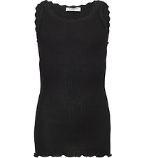 Rosemunde Top - Long - Rib - Balta - Black w. Lace