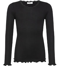 Rosemunde Blouse - Rib - Balta - Black w. Lace