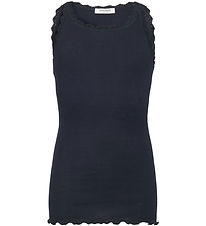 Rosemunde Top - Long - Rib - Balta - Navy w. Lace