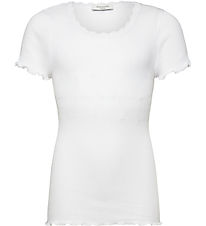Rosemunde T-shirt - Rib - Balta - New White w. Lace