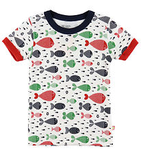 Katvig T-shirt - Navy/Red w. Fish