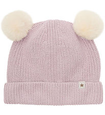 Huttelihut Beanie - Knitted - Cloud Gray w. Pom-Pom
