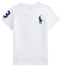 Polo Ralph Lauren Stuttermabolur - Hvítur M. Dökkblátt