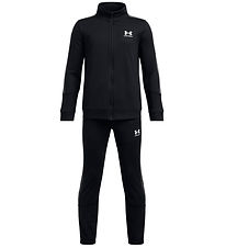 Under Armour Tracksuit - Icon - Black w. Logo Stripes
