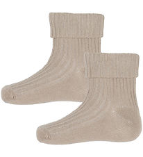 Minymo Socken - 2er-Pack - Rib - Light Taupe