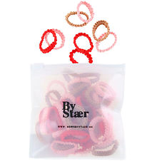 By Stær Elastic Hair Bands - Mini - 50 pcs - Red/Brown/Pink