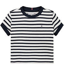Tommy Hilfiger Stuttermabolur - Ruffle Stripe - Dark Nótt Dökkbl
