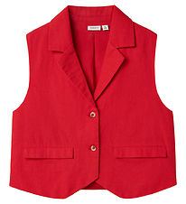 Name It Waistcoat - NkfFalinnen - Card - Chinese Red