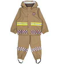 Mikk-Line Rainwear w. Suspenders - PU - Kelp w. Firefighter