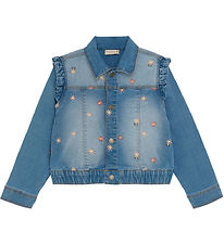 Minymo Denim Jacket w. Embroidery - Blue Fog