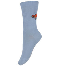 Melton Socks - Faded Denim w. Skateboard