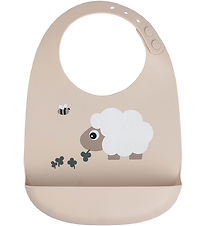 Done by Deer Bib w. Food Catcher - Silicone - Sheepy Sand