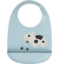 Done by Deer Bib w. Food Catcher - Silekone - Dotti Blue