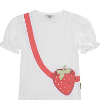 Hust and Claire T-shirt - Alma - White w. Strawberry purse