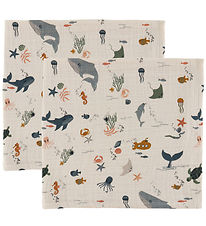 Liewood Muslin Cloths - 2-Pack - 65x65 cm - Lewis - Sea Creature