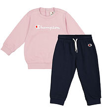 Champion Sweatset - Rundhalsausschnitt - Navy/Rosa m. Logo
