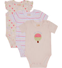 Hust and Claire Bodysuit s/s - 3-Pack - Bella - White/Pink