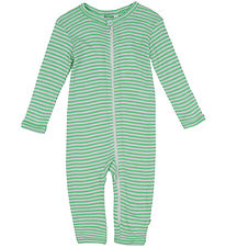 Joha Strampler - Rib - Wolle/Seide - Off White/Grün