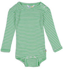 Joha Bodysuit l/s - Rib - Wool/Silk - Off White/Green
