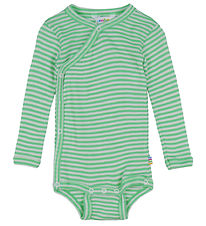 Joha Wrap Bodysuit l/s - Rib - Wool/Silk - Off White/Green
