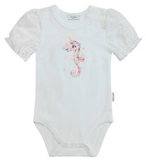 Hust and Claire Bodysuit s/s - Britt - White w. Embroidery Angla