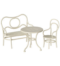 Maileg Miniature Cafe Set - Table with Chair and Bench - Mouse -