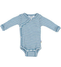 Joha Wrap Bodysuit - Rib - Wool/Silk - Blue