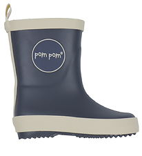 Pom Pom Rubber Boots - Navy